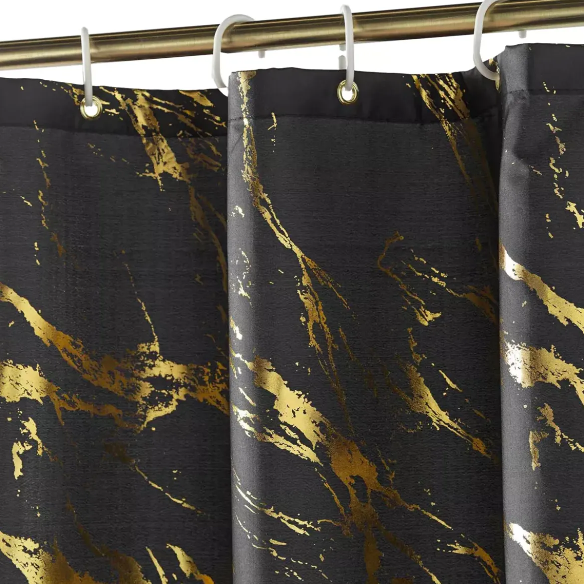 Tenda da doccia effetto marmo (180 x 200 cm) Aquamarbre Nero