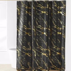 Tenda da doccia effetto marmo (180 x 200 cm) Aquamarbre Nero
