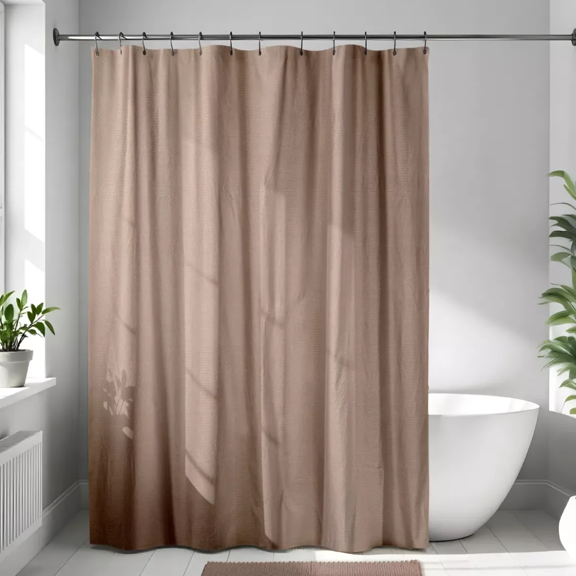Tenda da doccia in microfibra (180 x 200 cm) Goffrato Cappuccino