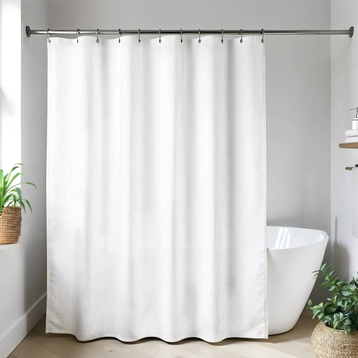 Tenda da doccia in microfibra (180 x 200 cm) Goffrato Bianco