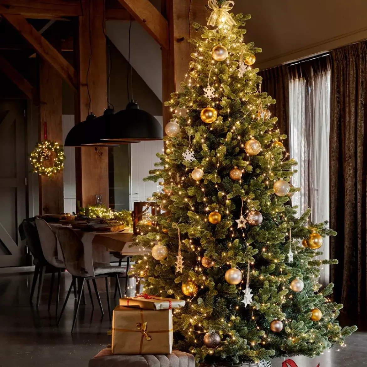 Tenda per albero Alt.2,10 m Bianco caldo 672 LED