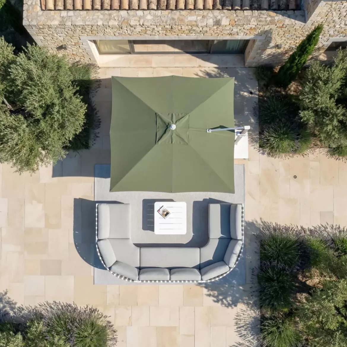 Tessuto per ombrellone decentrato (3 x 4 m) Elyra Verde oliva
