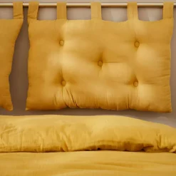Testiera cuscino garza di cotone (80 x 50 cm) Gaïa Giallo zafferano