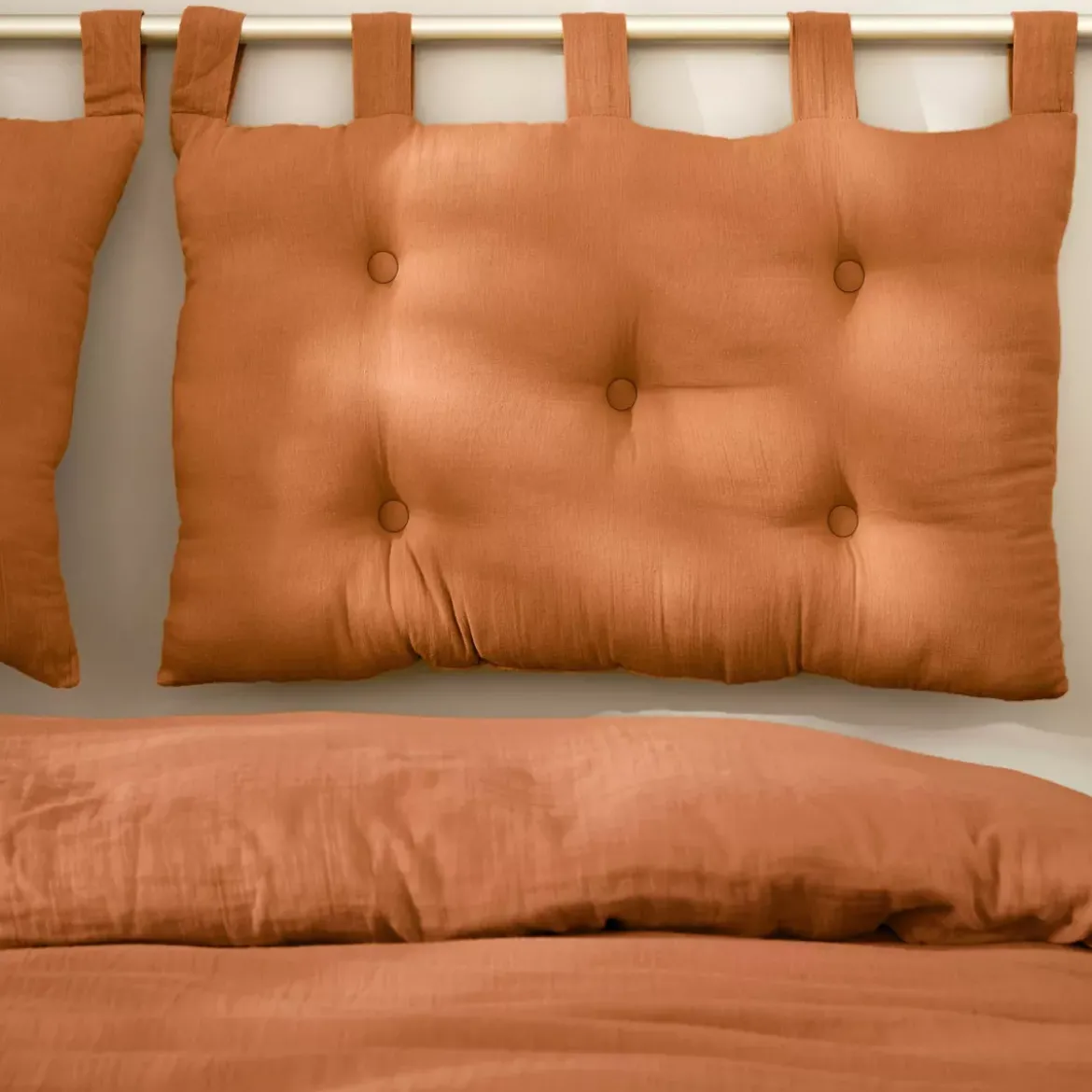 Testiera letto cuscino garza di cotone (80 x 50 cm) Gaïa Albicocca