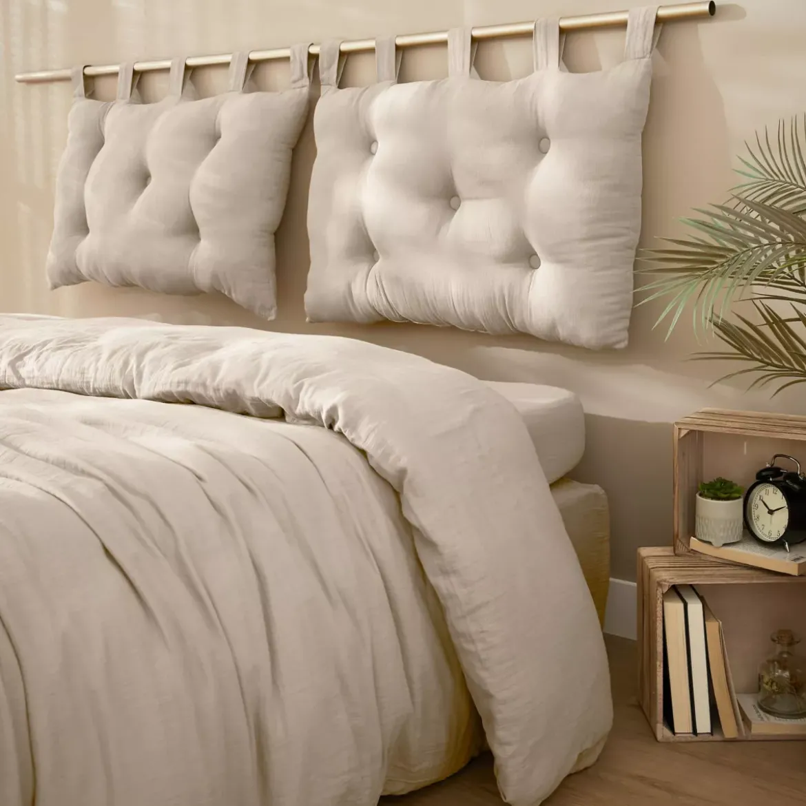 Testiera letto garza di cotone (80 x 50 cm) Gaïa Beige pampa