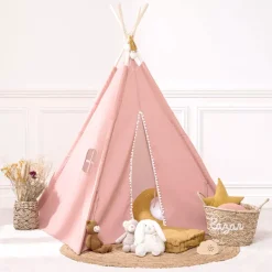 Tipi bambini legno e tessuto (160 cm) Wapi Rosa
