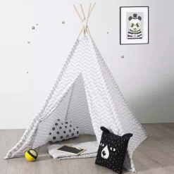 Tipi per bambini legno e tessuto (160 cm) Twin Grigio