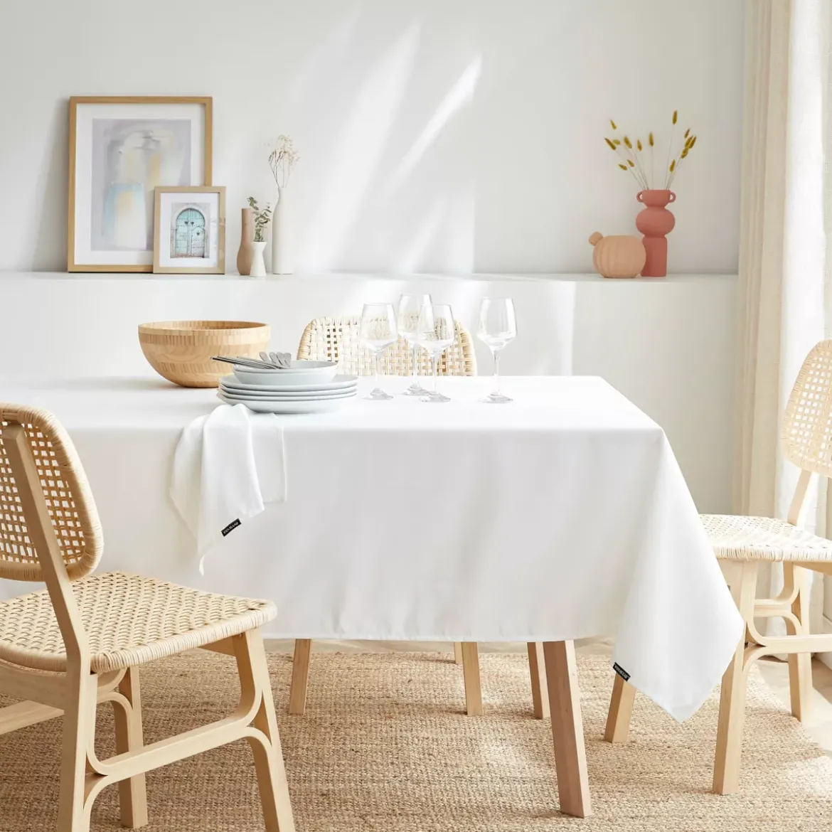 Tovaglia rettangolare antimacchia (140 x 250 cm) Elise Bianca