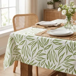 Tovaglia rettangolare cotone antimacchia (150 x 350 cm) Galice Verde eucalipto