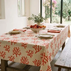 Tovaglia rettangolare cotone antimacchia (150 x 350 cm) Moorea Corallo