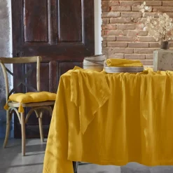 Tovaglia rettangolare garza di cotone (L250 cm) Gaïa Giallo zafferano