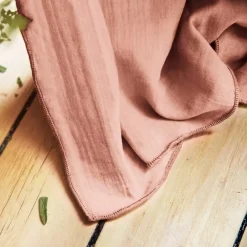Tovaglia rettangolare garza di cotone (L250 cm) Gaïa Rosa pesca
