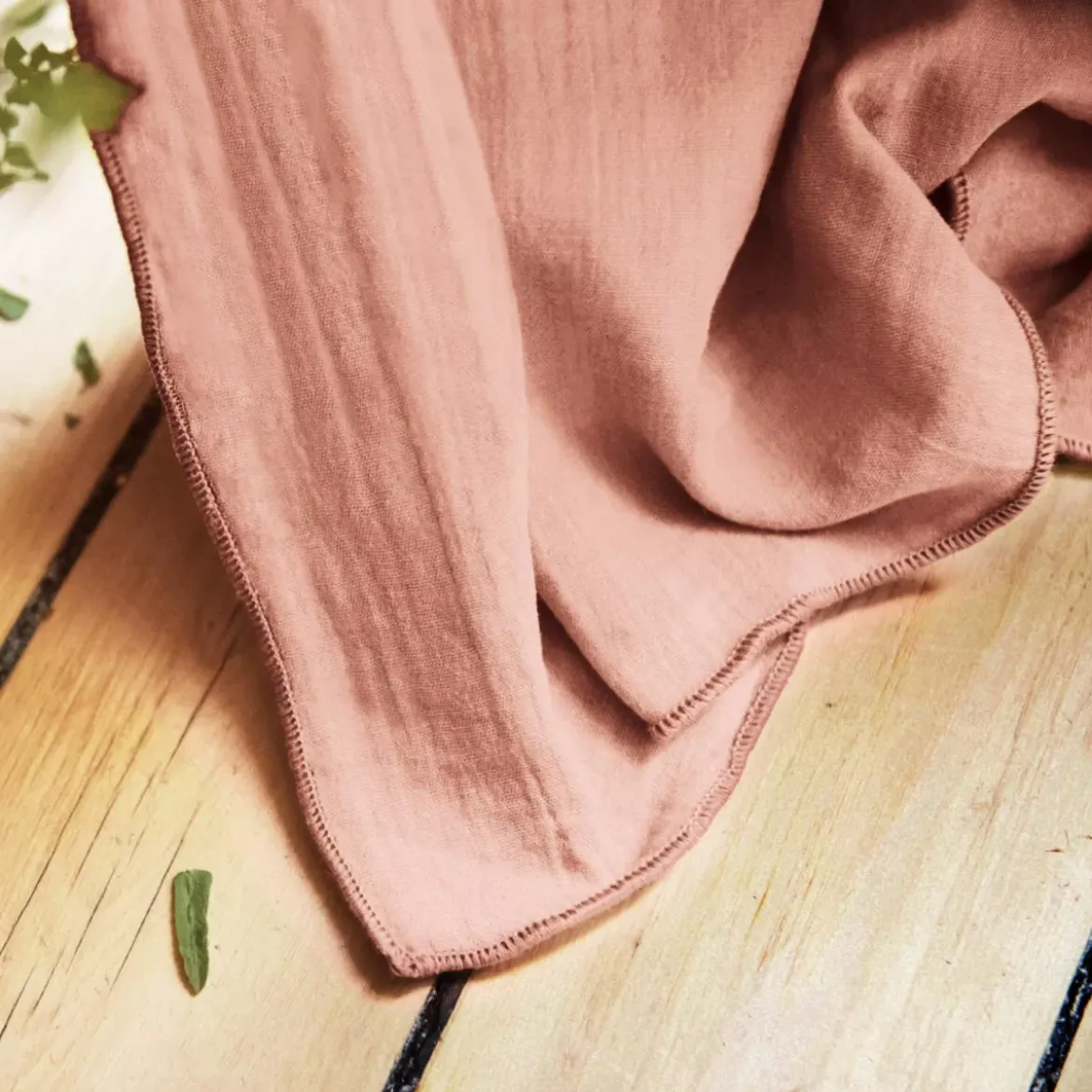 Tovaglia rettangolare garza di cotone (L250 cm) Gaïa Rosa pesca