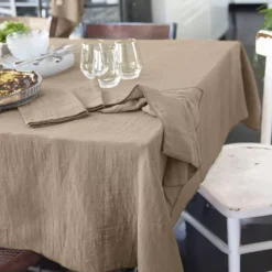 Tovaglia rettangolare garza di cotone (150 x 250 cm) Gaïa Marrone corda