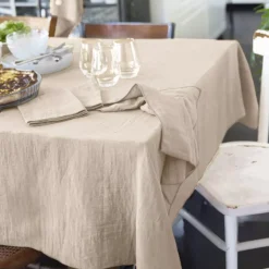 Tovaglia rettangolare garza di cotone (L350 cm) Gaïa Beige pampa