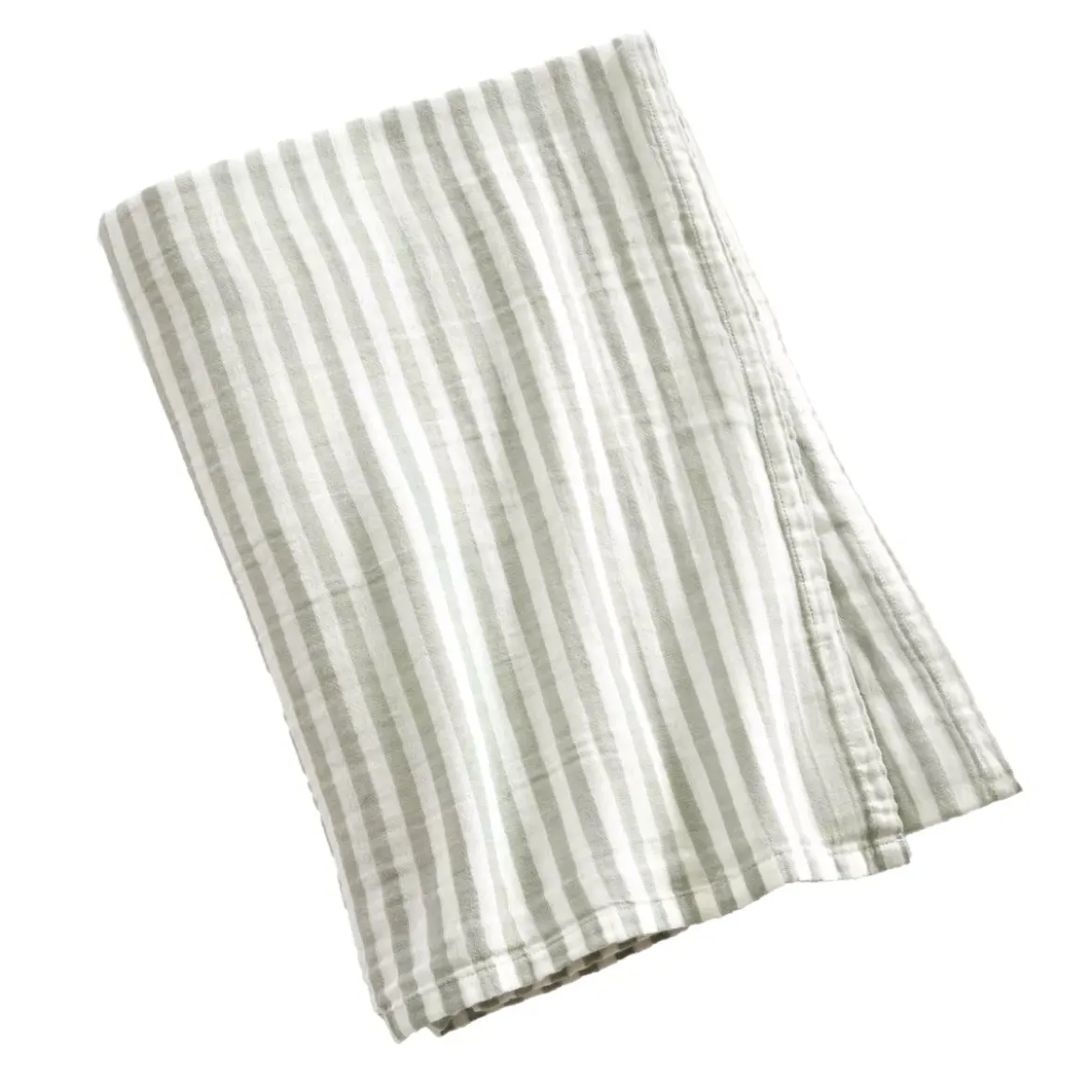 Tovaglia rettangolare in garza di cotone (150 x 250 cm) Gaïa a righe Verde eucalipto