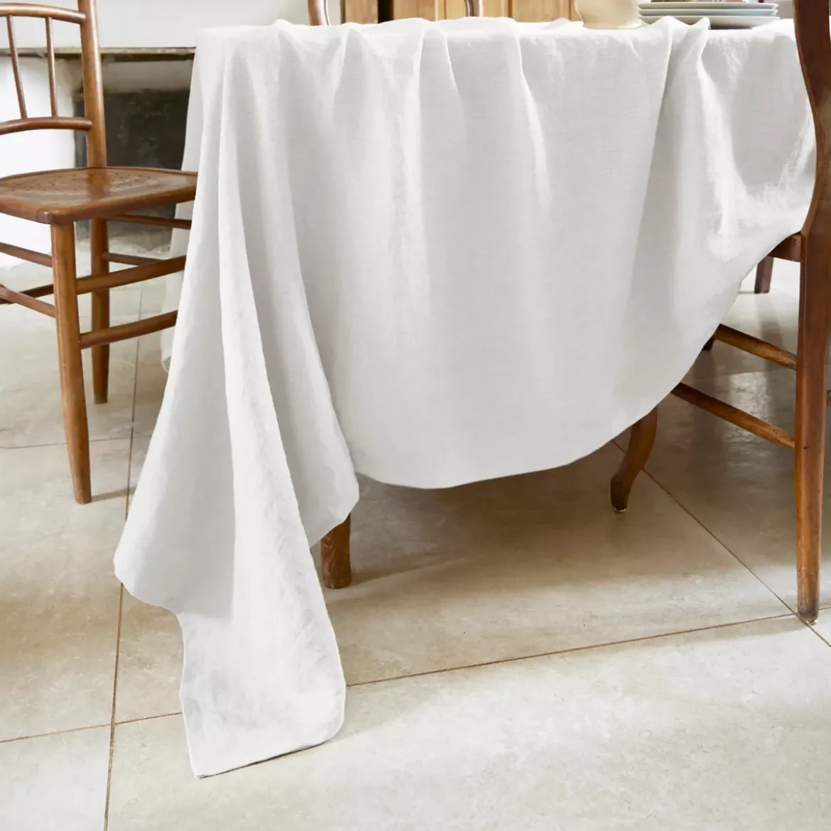 Tovaglia rettangolare lino lavato (L250 cm) Louise Bianco