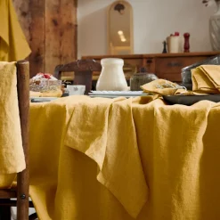 Tovaglia rettangolare lino lavato (L350 cm) Louise Giallo senape