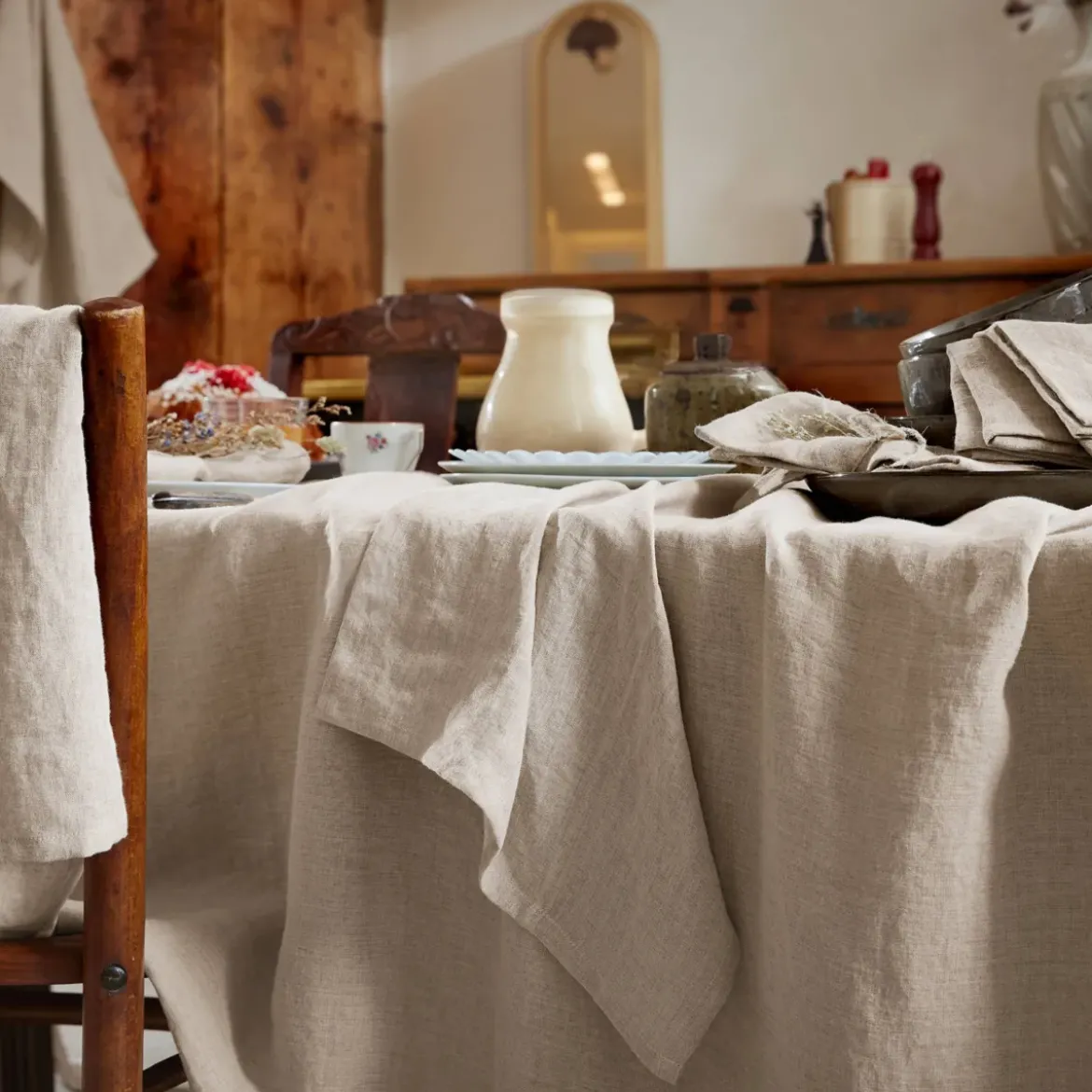Tovaglia rettangolare lino lavato (L350 cm) Louise Beige