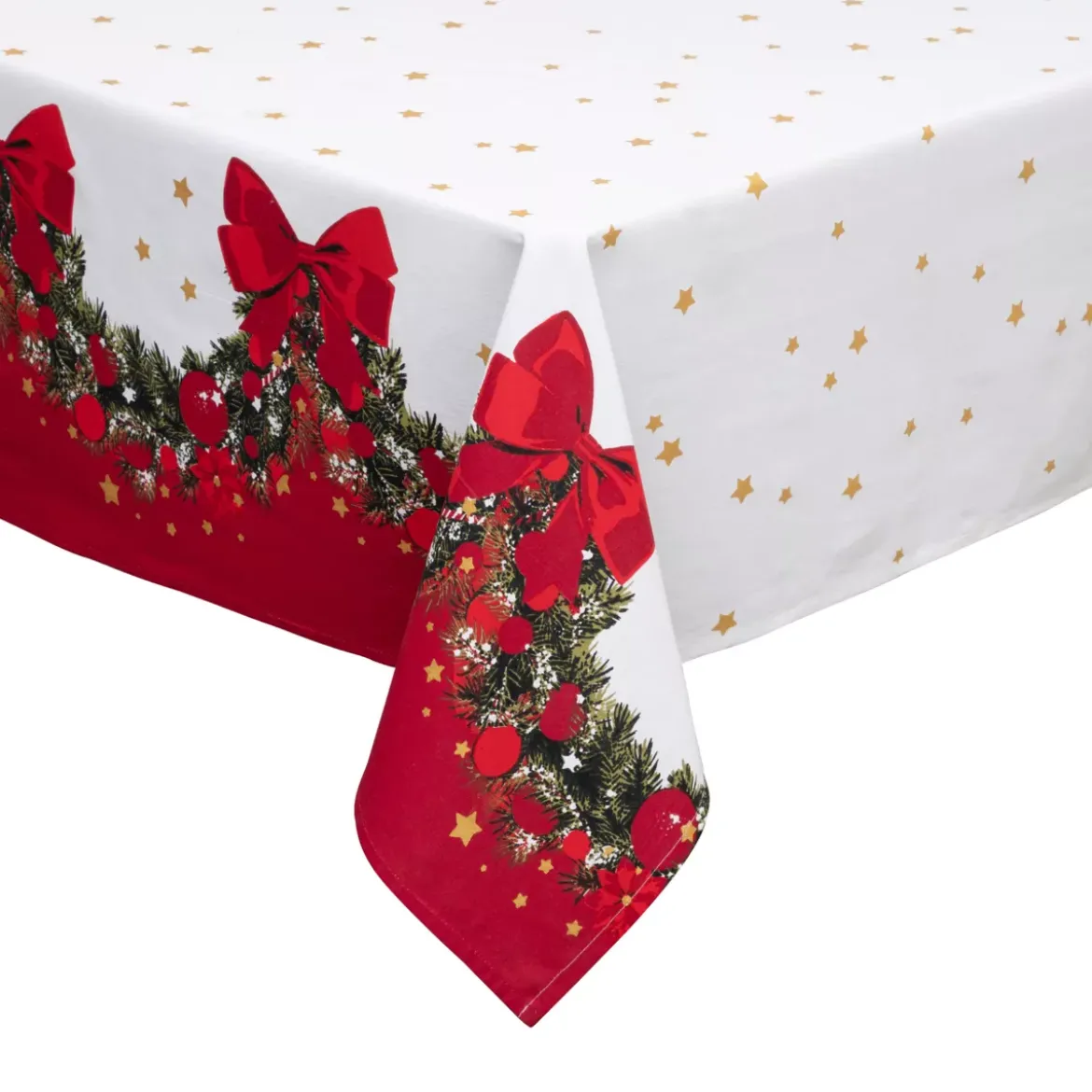 Tovaglia di Natale rettangolare in cotone (140 x 240 cm) Ghirlanda Festiva