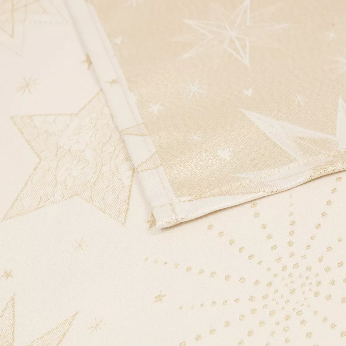 Tovaglia di Natale rettangolare (360 x 140 cm) Notte stellata Beige e dorato