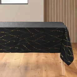 Tovaglia di Natale rettangolare anti macchia (140 x 240 cm) Firmament Nero e dorato