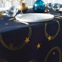 Tovaglia di Natale rettangolare anti macchia (150 x 240 cm) Star Blu navy e dorato