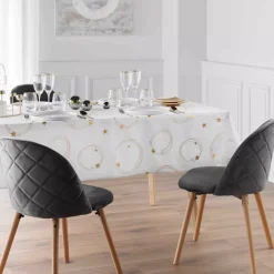 Tovaglia natalizia rettangolare anti macchia (150 x 240 cm) Star Bianco e dorato