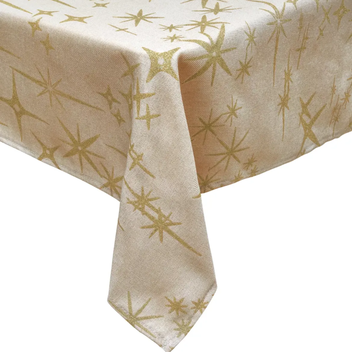 Tovaglia natalizia rettangolare (140 x 240 cm) Stelle Celesti Beige e dorato