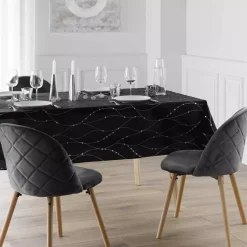 Tovaglia natalizia rettangolare (140 x 240 cm) Astrelia Nero e argento