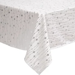 Tovaglia natalizia rettangolare (140 x 360 cm) Pioggia di stelle Bianca