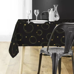 Tovaglia natalizia rettangolare (150 x 240 cm) Star Nero e Oro