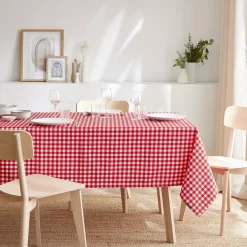 Tovaglia rettangolare antimacchia (140 x 300 cm) Elise Vichy Rosso