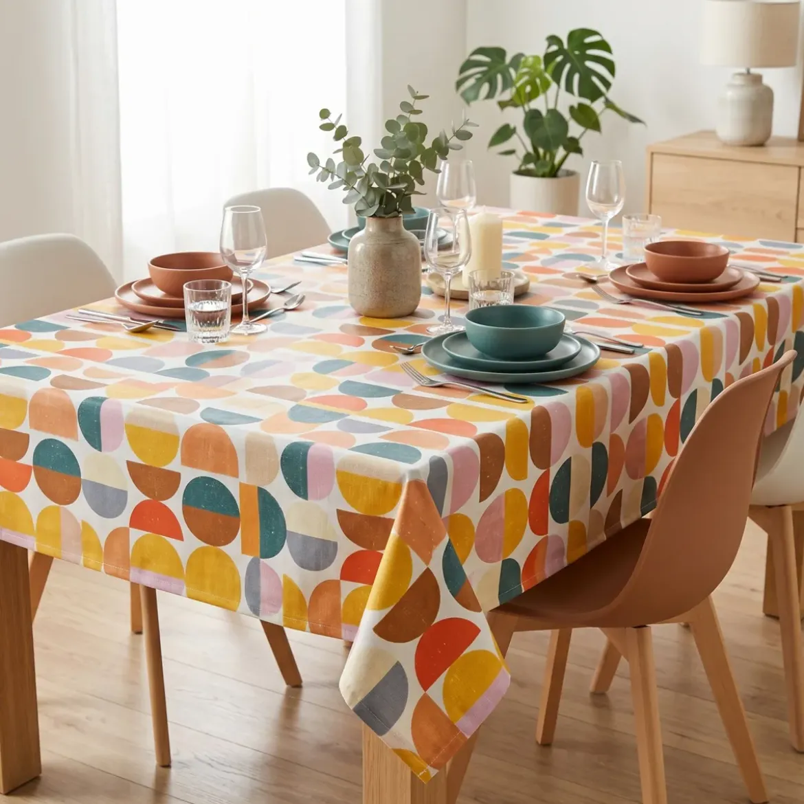 Tovaglia rettangolare cotone antimacchia (150 x 350 cm) Brooklyn Multicolore
