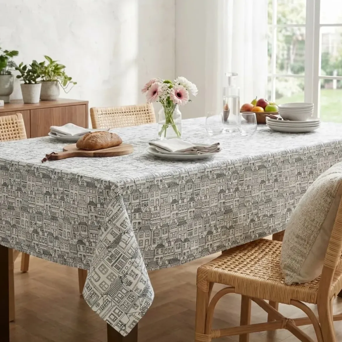 Tovaglia rettangolare cotone antimacchia (150 x 350 cm) Home Grigia