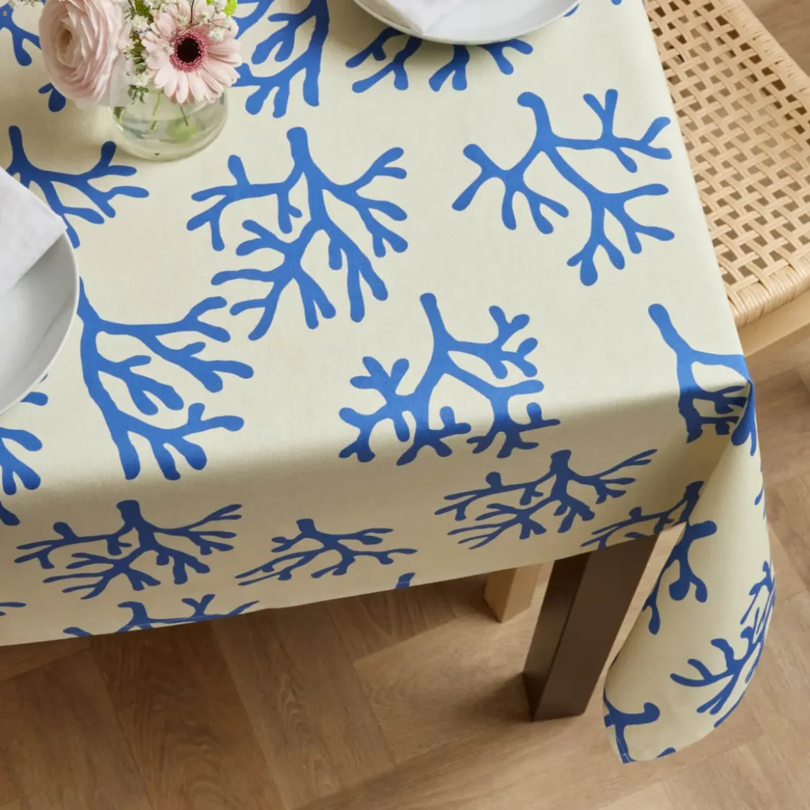 Tovaglia rettangolare cotone antimacchia (150 x 250 cm) Moorea Blu