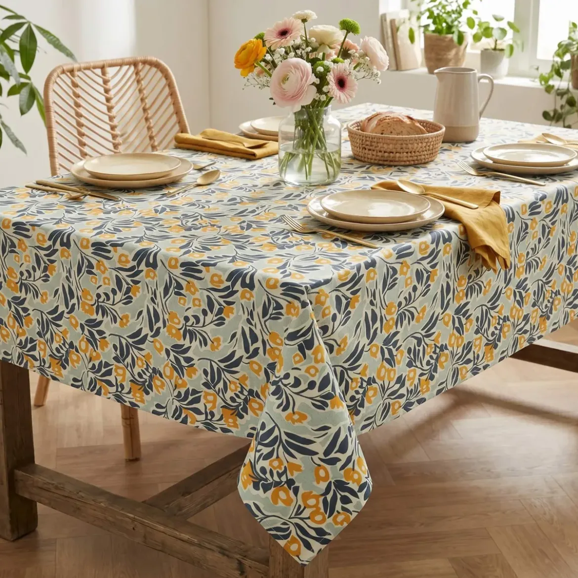 Tovaglia rettangolare cotone antimacchia (150 x 350 cm) Mafalda Multicolore