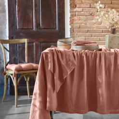 Tovaglia rettangolare garza di cotone (L350 cm) Gaïa Rosa pesca