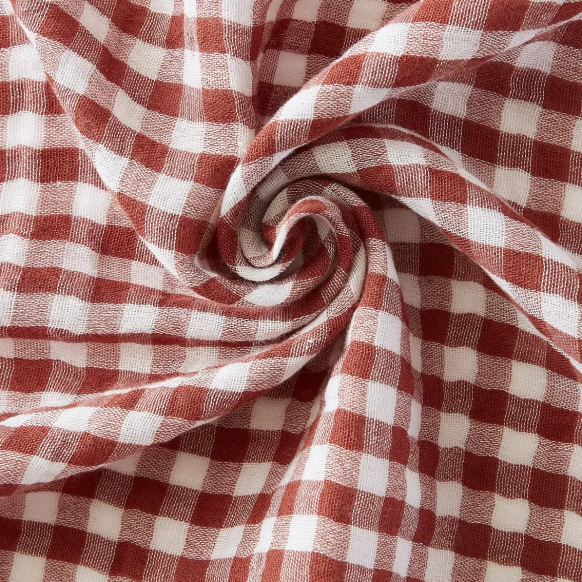 Tovaglia rettangolare in doppia garza di cotone (150 x 350 cm) Gaïa vichy Terracotta