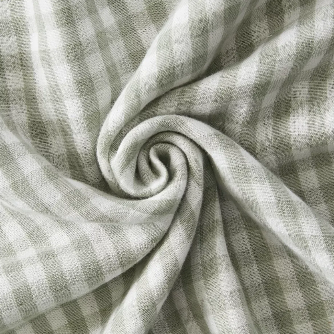 Tovaglia rettangolare in garza di cotone (150 x 250 cm) Gaïa vichy Verde eucalipto