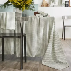 Tovaglia rettangolare in garza di cotone (150 x 250 cm) Gaïa vichy Verde eucalipto