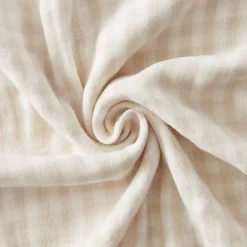 Tovaglia rettangolare in garza di cotone (150 x 350 cm) Gaïa vichy Beige