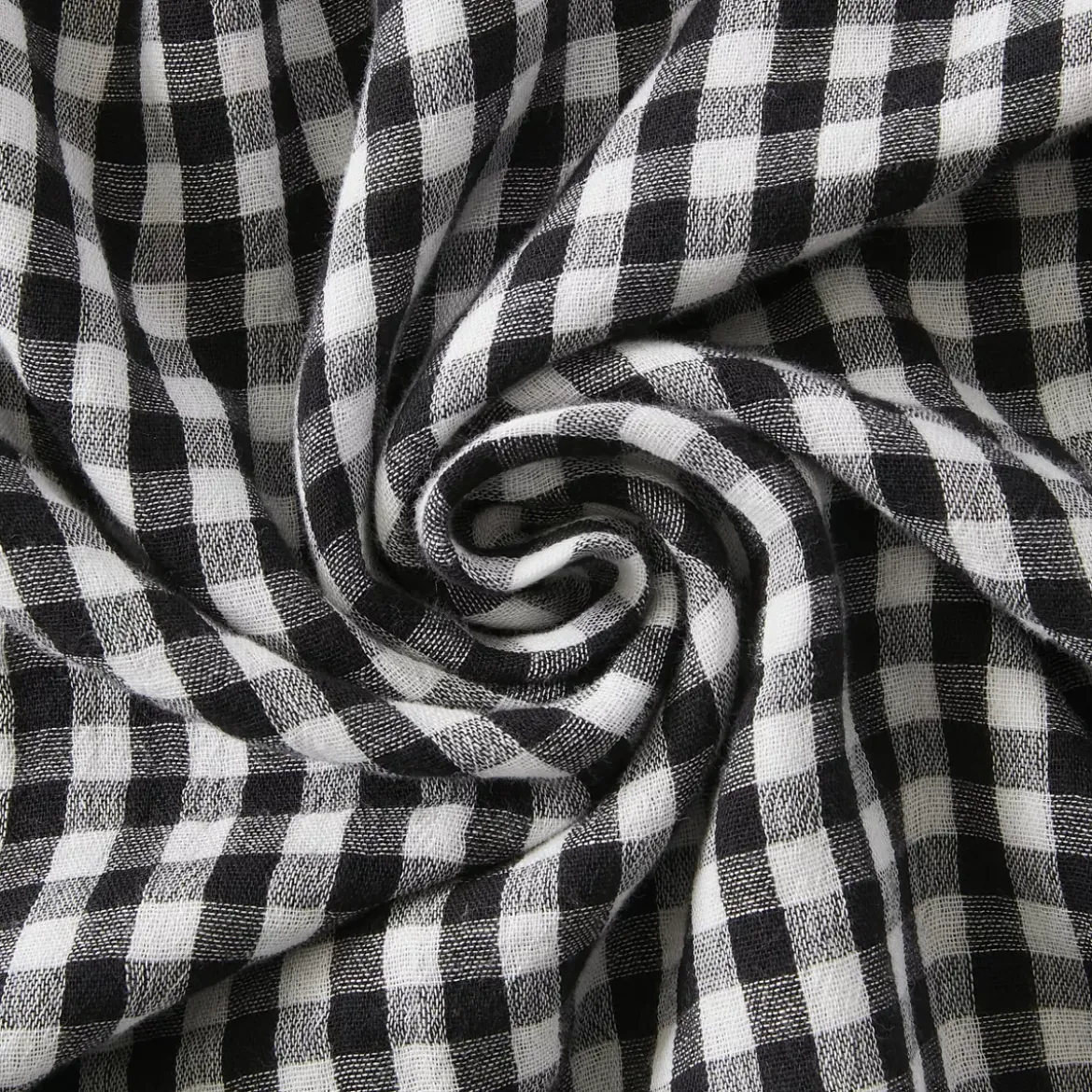 Tovaglia rettangolare in garza di cotone (150 x 350 cm) Gaïa vichy Nera