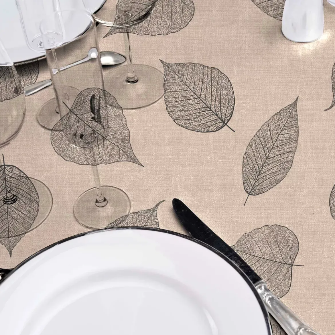 Tovaglia rettangolare in PVC rivestito (140 x 240 cm) Feuillys Beige