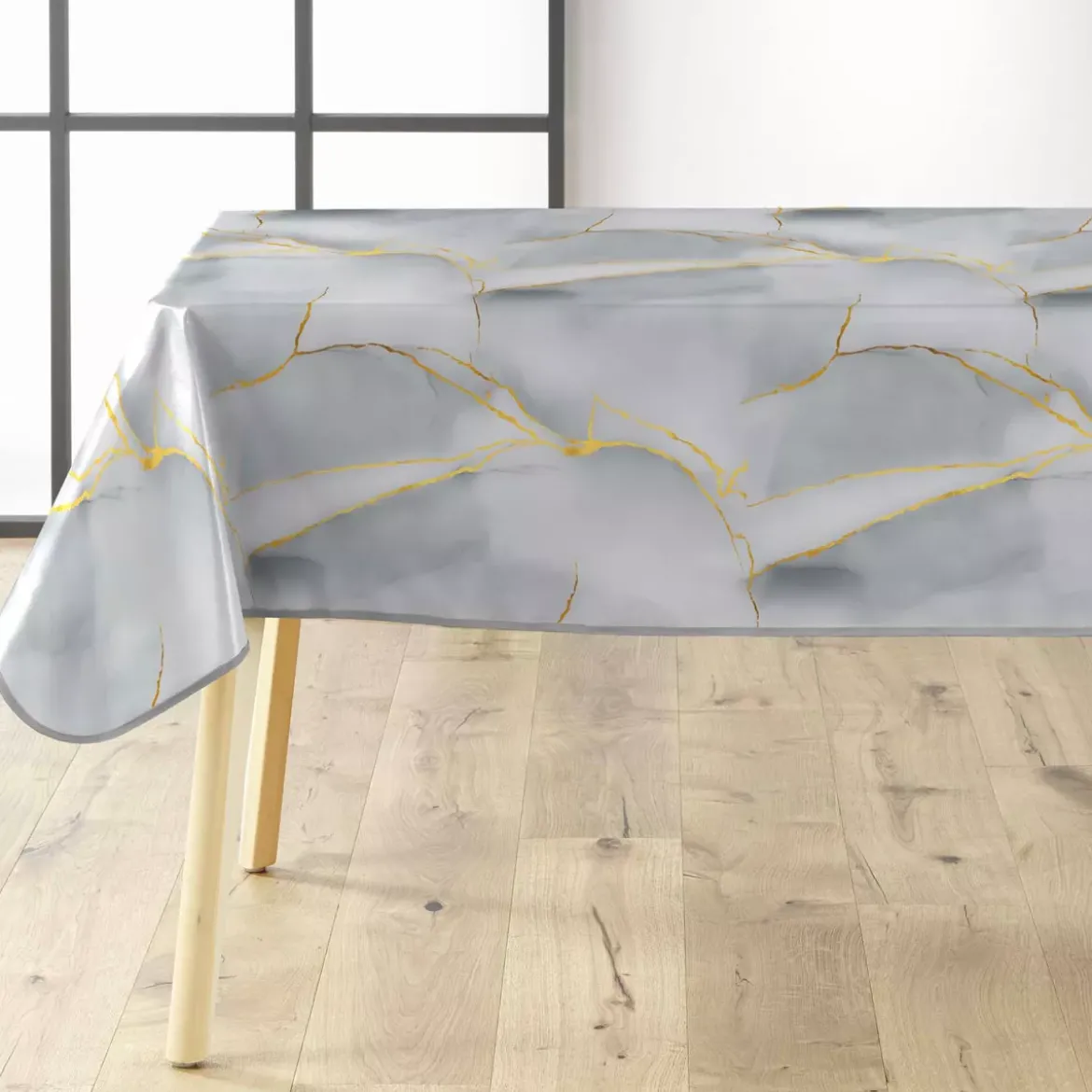 Tovaglia rettangolare in PVC rivestito (140 x 240 cm) Marbrelle Grigia