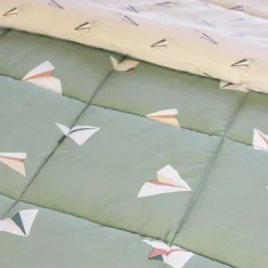 Trapuna stampata bambino e una federa (140 x 200 cm) Petits papiers Verde