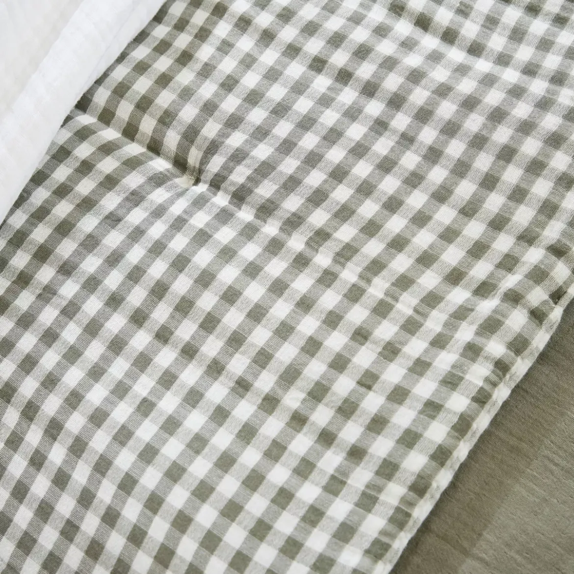Trapunta garza di cotone (90 x 200 cm) Gaïa vichy Verde rosmarino
