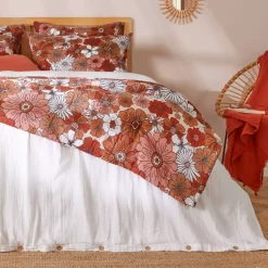 Trapunta in garza di cotone (90 x 200 cm) Gaïa azalea Terracotta