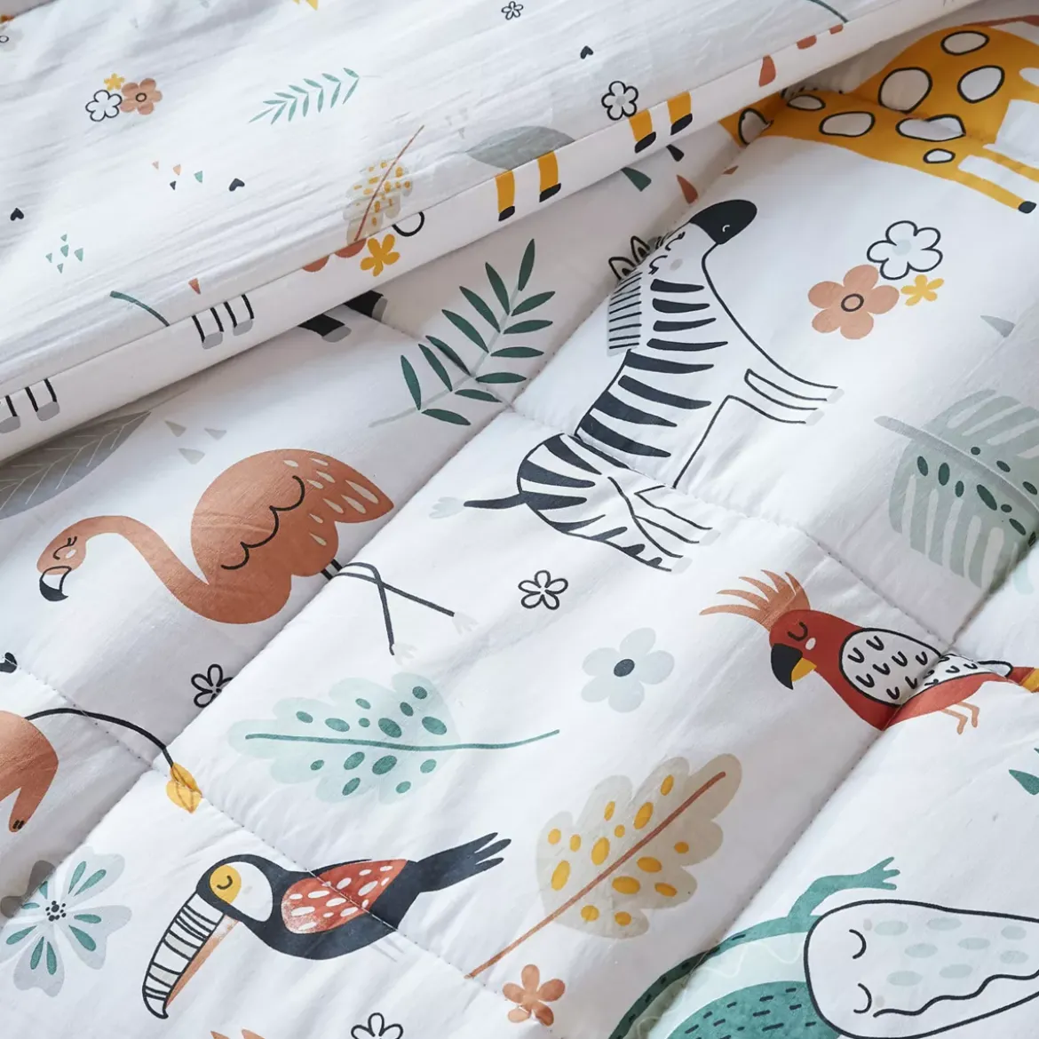 Trapunta stampata bambini cotone e una federa (140 x 200 cm) Savana Multicolore