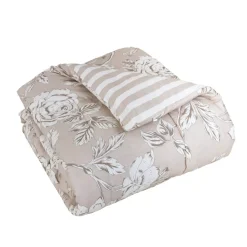 Trapunta stampata e federa in cotone (140 x 200 cm) Lara Beige